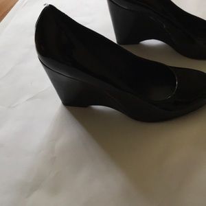 Kate Spade Black Patent Leather wedge heel pump